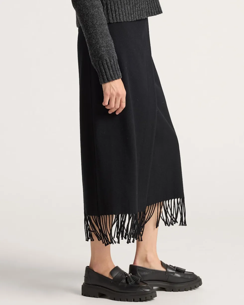 WOMEN'S WOOL FRINGED WRAP SKIRT