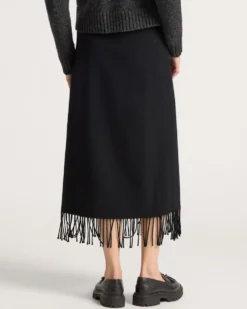 WOMEN'S WOOL FRINGED WRAP SKIRT