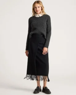 WOMEN'S WOOL FRINGED WRAP SKIRT